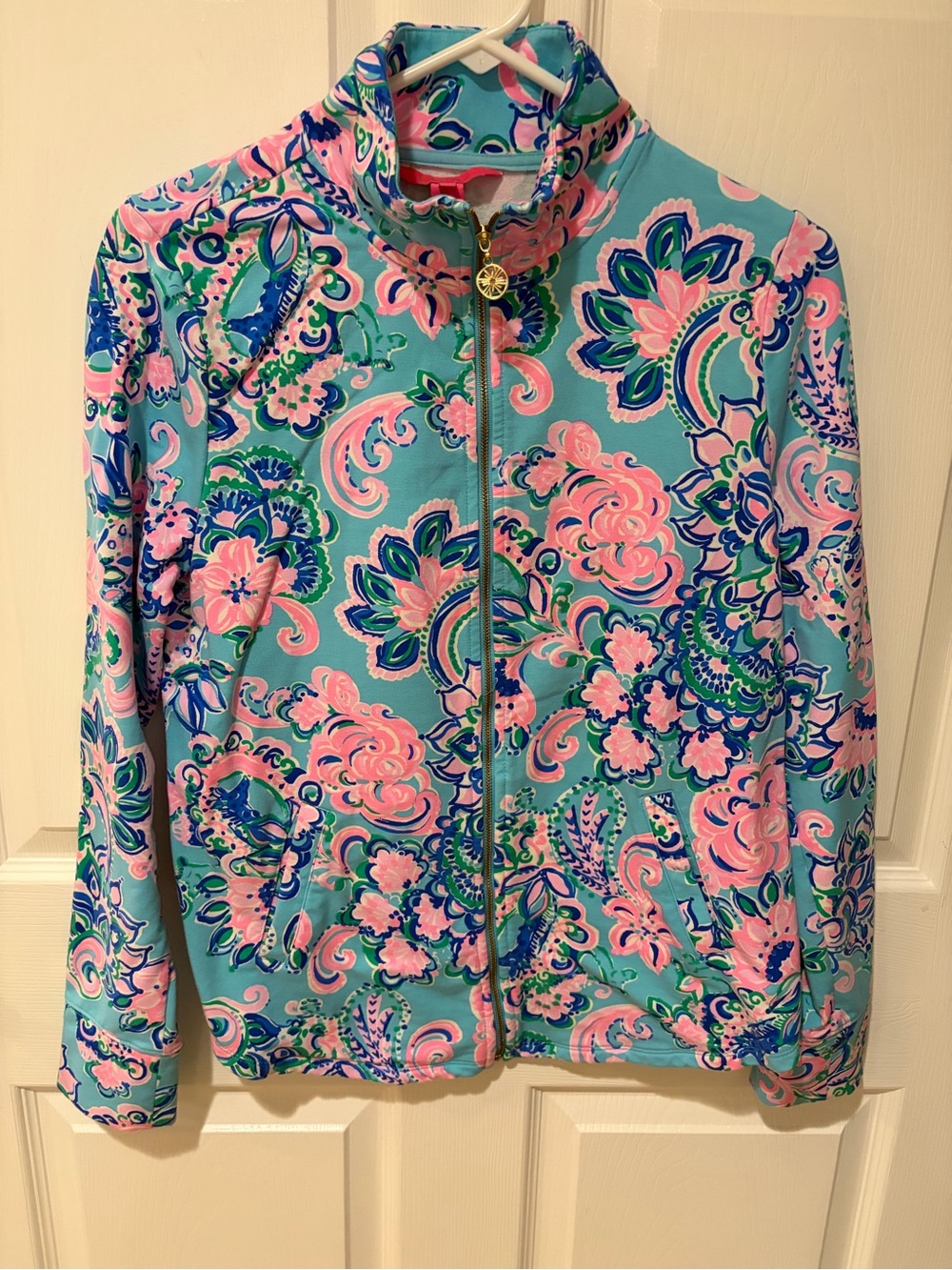 Lilly Pulitzer Leona Zip Up Jacket Sz S Bali Blue Once Upon a Tide